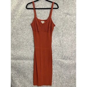 Future Collective Jenny Lopez Knit Midi Dress Rust Crochet Bodice Sleeveless XL